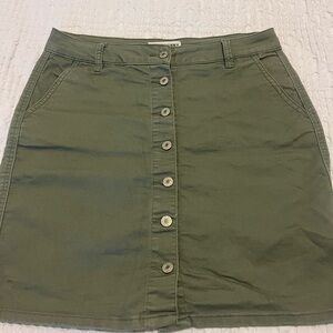 Artisan Ny Khaki Button-Front Mini Skirt
